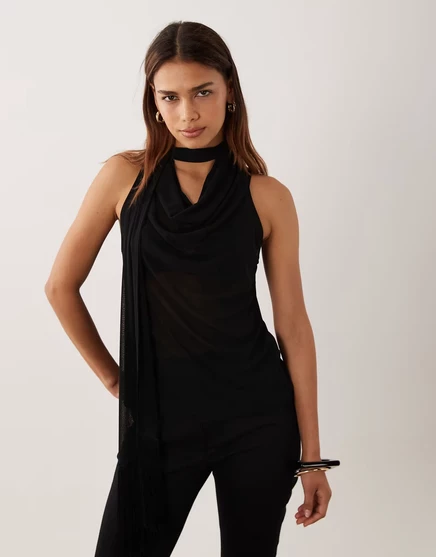 Женский топ ASOS Design с шарфом, черный