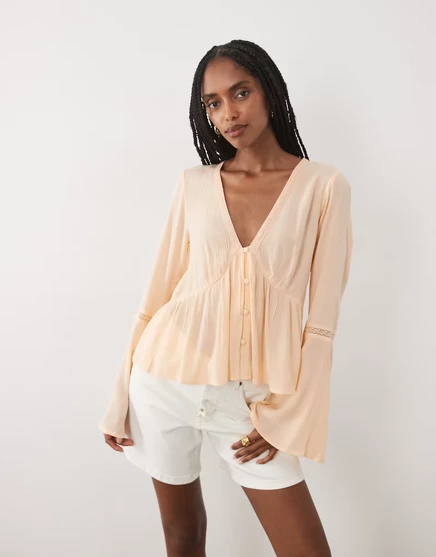 Женская блузка Miss Selfridge с баской, персиковая