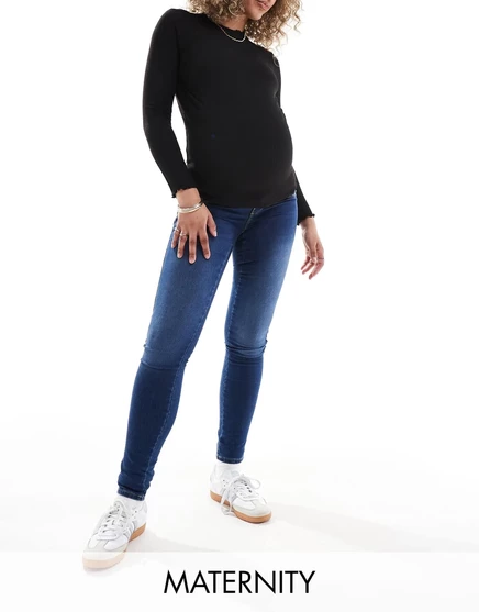 Синие джинсы скинни ONLY Maternity Royal  medium blue denim