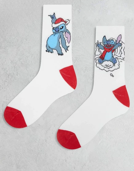 Мужские носки ASOS Design 2 пары Disney Stitch, белые
