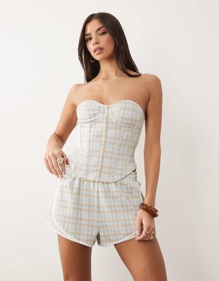 Женский корсетный топ ASOS Design в голубую клетку