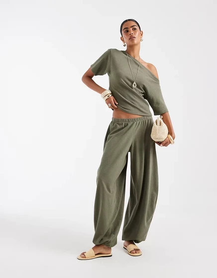 Женские объемные шаровары ASOS DESIGN, хаки