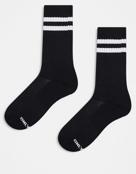 Носки ONLY &SONS из 2-х упаковок, черные в белую полоску black
