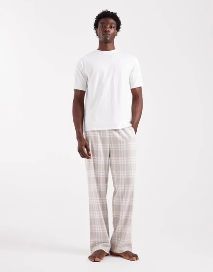 Мужская пижама ASOS Design, бежевая в клетку