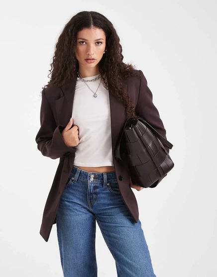 Приталенный блейзер оверсайз шоколадного цвета от ASOS DESIGN chocolate