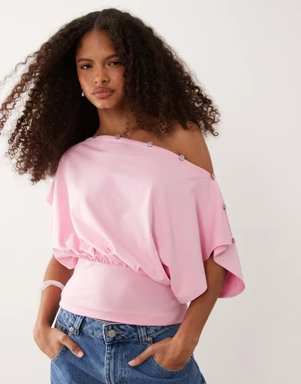 Женский топ ASOS Design на пуговицах, пастельно-розовый