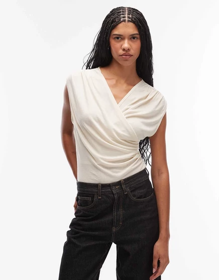 Боди из мягкого джерси с драпировкой ASOS DESIGN кремового цвета cream
