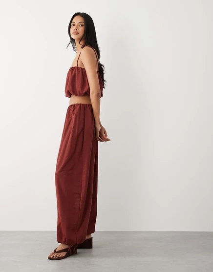 Брюки-баллоны ASOS DESIGN mix &match из льна цвета ржавчины rust red