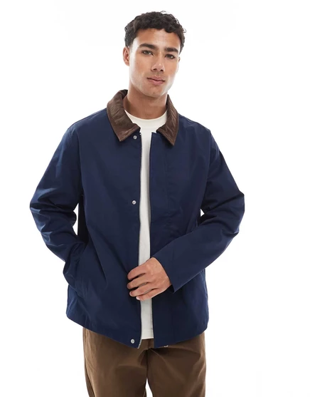 Куртка Jack &Jones harrington с вельветовым воротником темно-синего цвета navy blazer