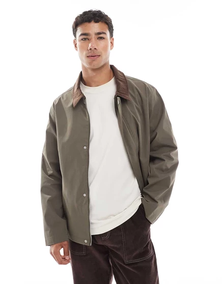 Куртка Jack &Jones harrington с вельветовым воротником коричневого цвета canteen