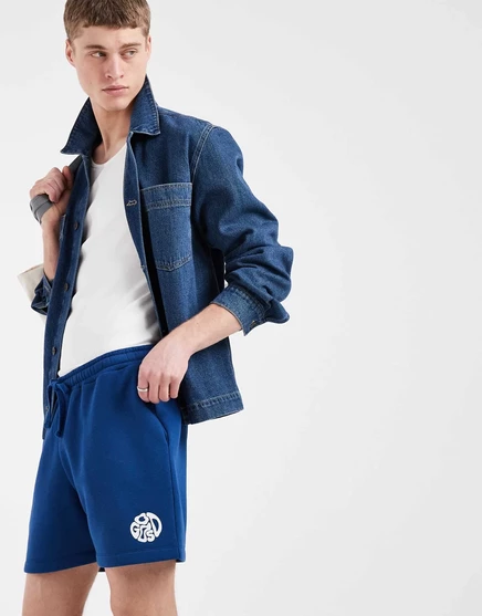 Мужские шорты ASOS Design Oversized с принтом, голубые