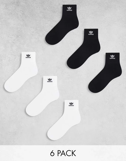 Мужские носки adidas originals trefoil 6 пар, черно-белые