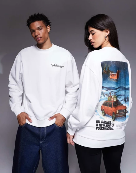Унисекс свободный свитшот ASOS Design с принтом Volkswagen, белый