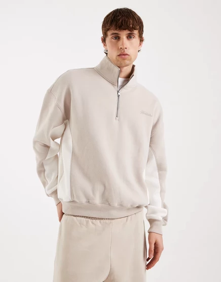 Мужской свитшот Hollister boxy с молнией 1/4, бежевый
