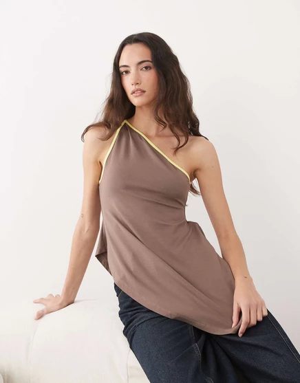 Женский топ ASOS Design на одно плечо, коричневый