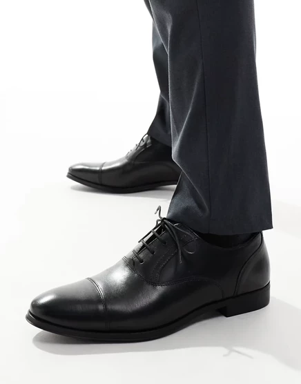 Черные кожаные оксфорды с носком ASOS DESIGN black