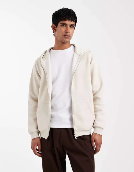 Мужское худи ASOS Design на молнии, экрю