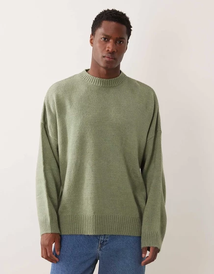 Трикотажный свитер оверсайз ASOS DESIGN зеленый sage green heather