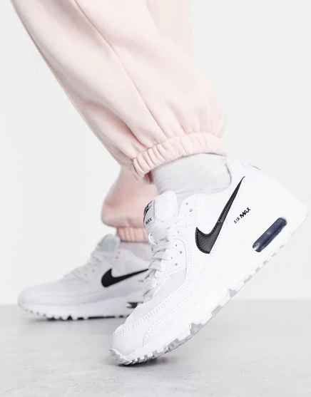 Бело-черные кроссовки Nike Air Max 90 white