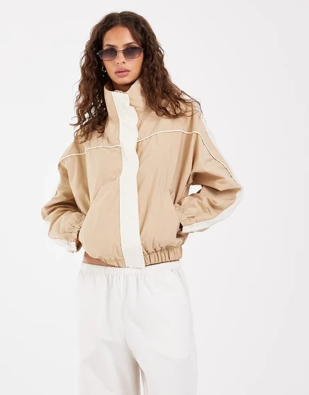 Женская ветровка ASOS Design с воротником-стойкой, бежевая