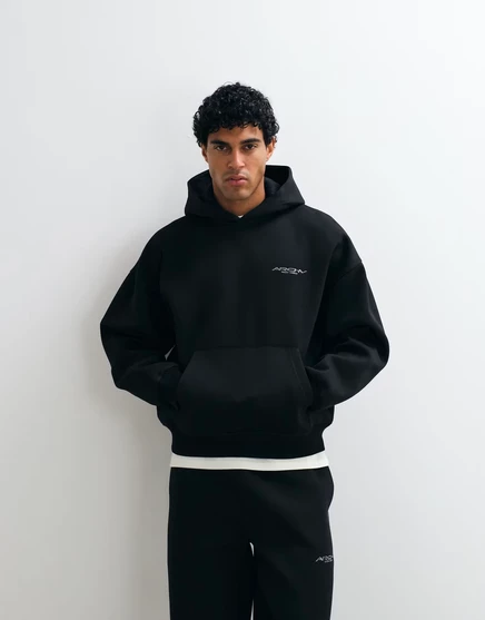 Мужское худи Asos Design оверсайз, вышитый логотип, черное