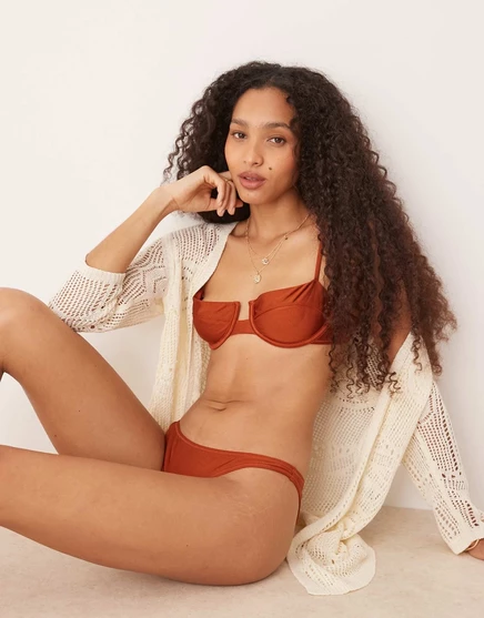 Плавки-бикини Mango с высокой посадкой бронзового цвета bronze