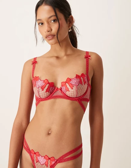 Женский бюстгальтер For Love & Lemons с косточками, красный