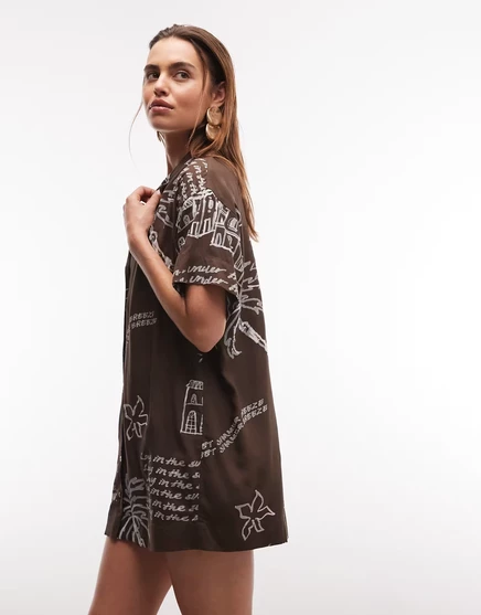 Женское платье-рубашка ASOS Design с шоколадным принтом