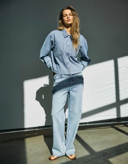Мешковатые джинсы Noisy May Josie с высокой талией светло-голубого цвета light blue denim