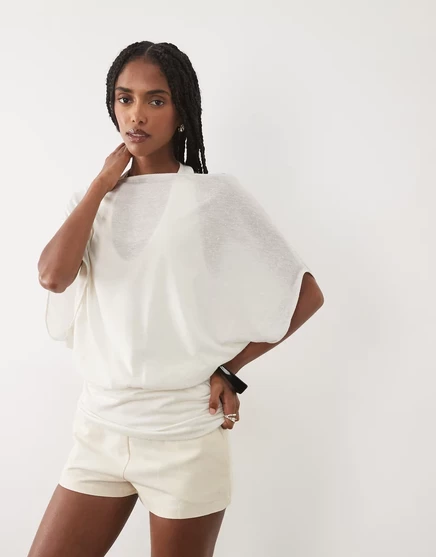Женский двуслойный топ ASOS Design с утяжкой на талии, кремовый