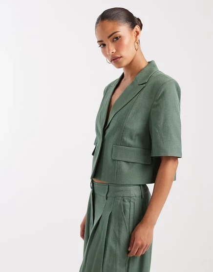 Женский укороченный пиджак Vero Moda Petite, зеленый