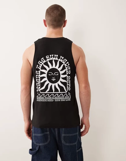 Мужская майка Jack & Jones с принтом солнца, черная