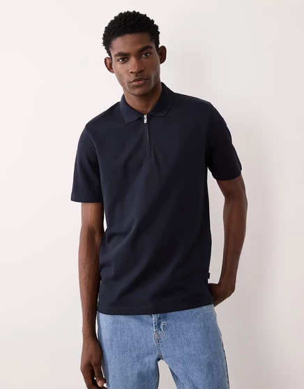 Мужское поло Jack & Jones Premium на молнии, темно-синее
