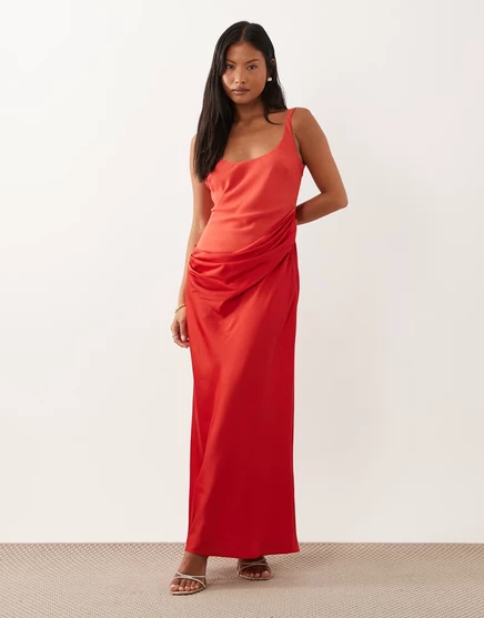 Женское платье ASOS Petite макси с глубоким вырезом, красное