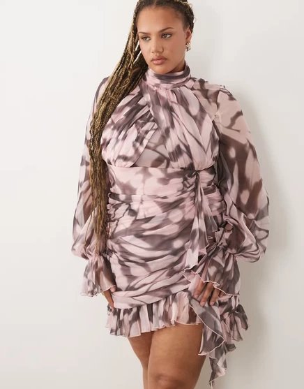 Женское мини-платье ASOS Luxe в размытый горох