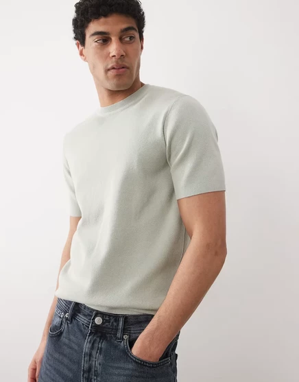 Мужская футболка ASOS Design в рубчик, шалфей