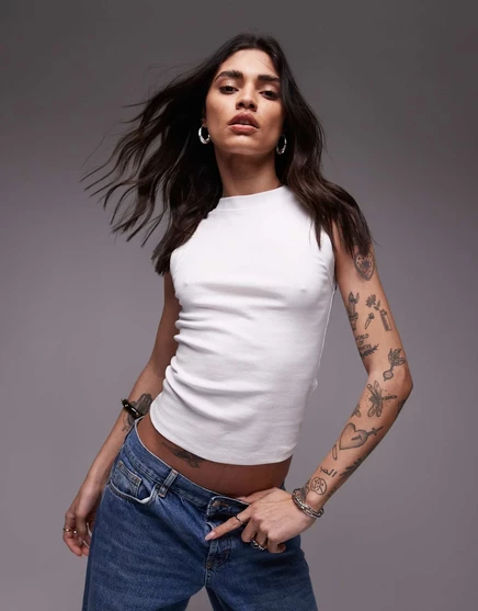 Облегающая майка Topshop белого цвета white