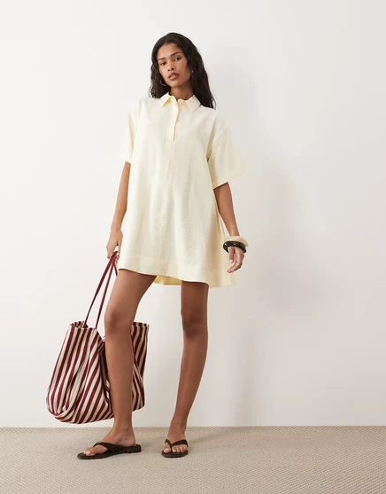Женское мини-платье ASOS Design, кремово-желтое