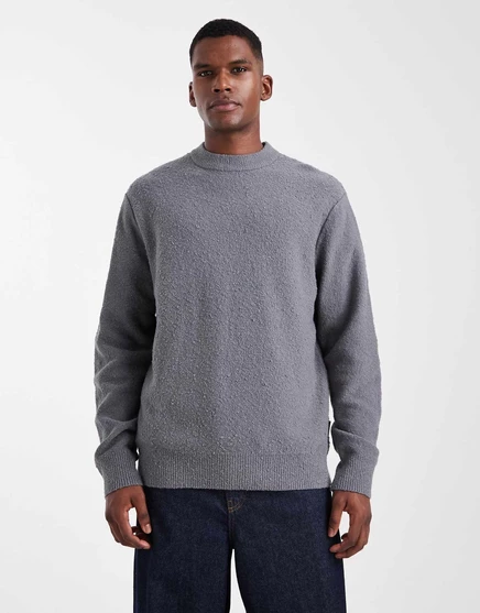 Свитер из букле Jack &Jones серого цвета castlerock