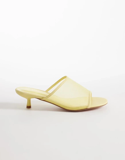 Гламурный котенок каблук сетки сандалии в желтый цвет масла butter yellow