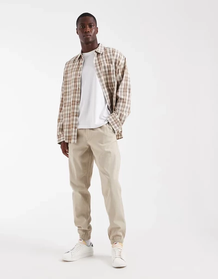 Спортивные брюки Jack &amp Jones slim fit с манжетами бежевого цвета на шнурках