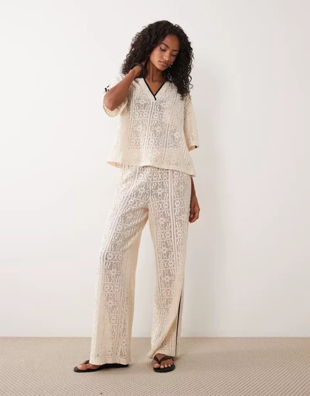 Женские широкие вязаные брюки ASOS Design, натуральные