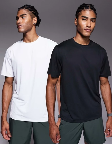 Футболки ASOS 4505 Icon training, 2 шт., черно-белые