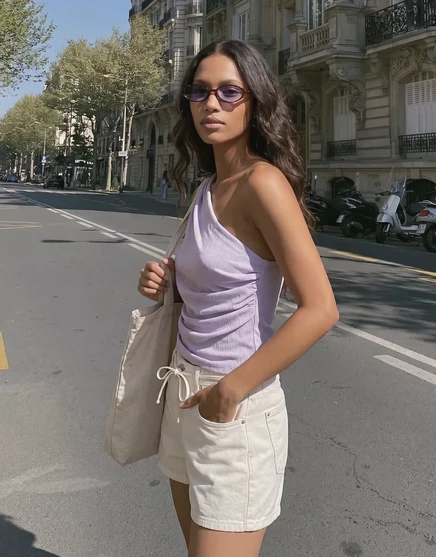 Удлиненный топ Vero Moda без рукавов на одно плечо из светло-розового цвета орхидеи