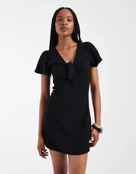 Женское мини-платье Vero Moda Tall Easy Joy с бантом, черное