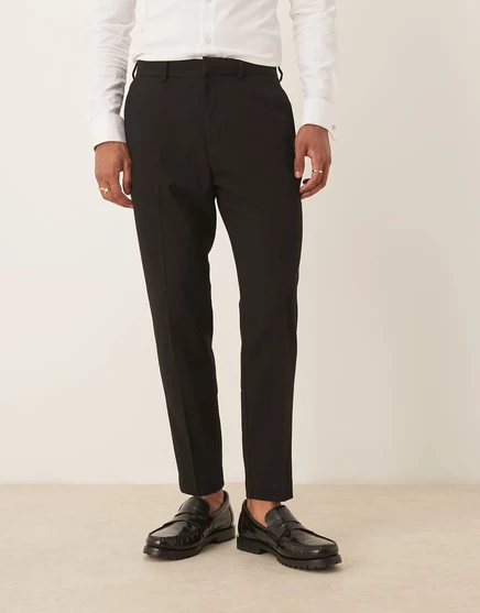 Зауженные костюмные брюки ASOS DESIGN из черной саржи black