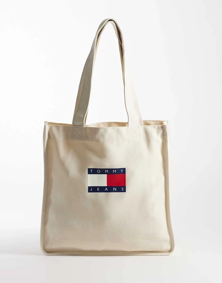 Холщовая сумка-тоут Tommy Jeans Heritage flag бежевого цвета beige