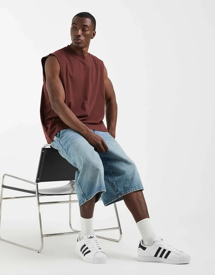 Мужская майка ASOS Design свободного кроя, коричневая