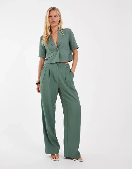 Женские широкие брюки Vero Moda с защипами спереди, лаврово-зеленые
