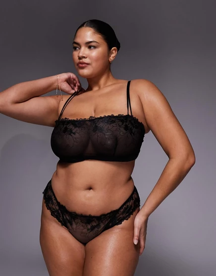 МОДЕЛЬ ASOS DESIGN Curve с цветочной вышивкой Tabitha черного цвета black